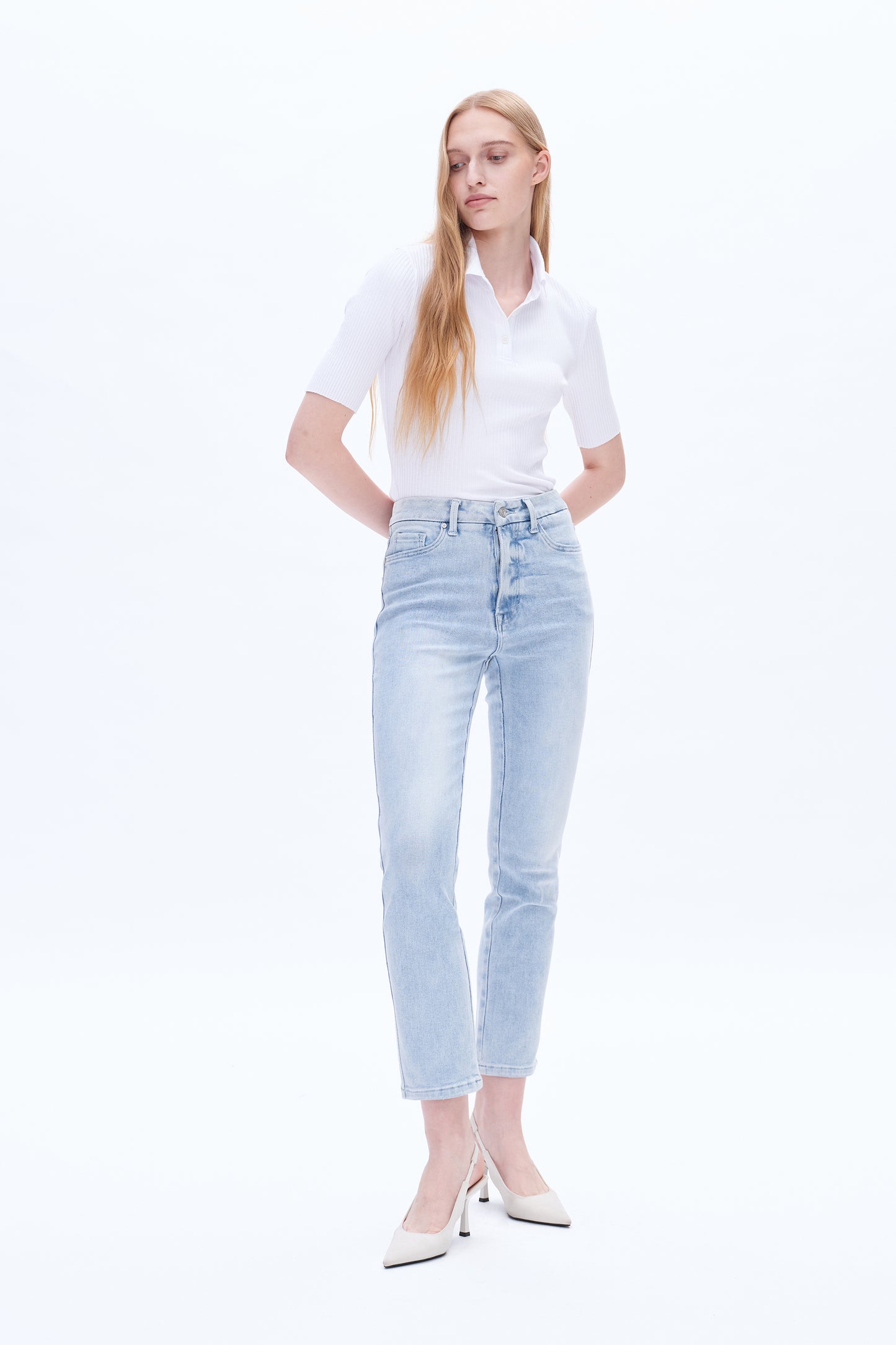 HIGH RISE SLIM STRAIGHT JEANS BYT5181 (BYHE014) BRILLIANT