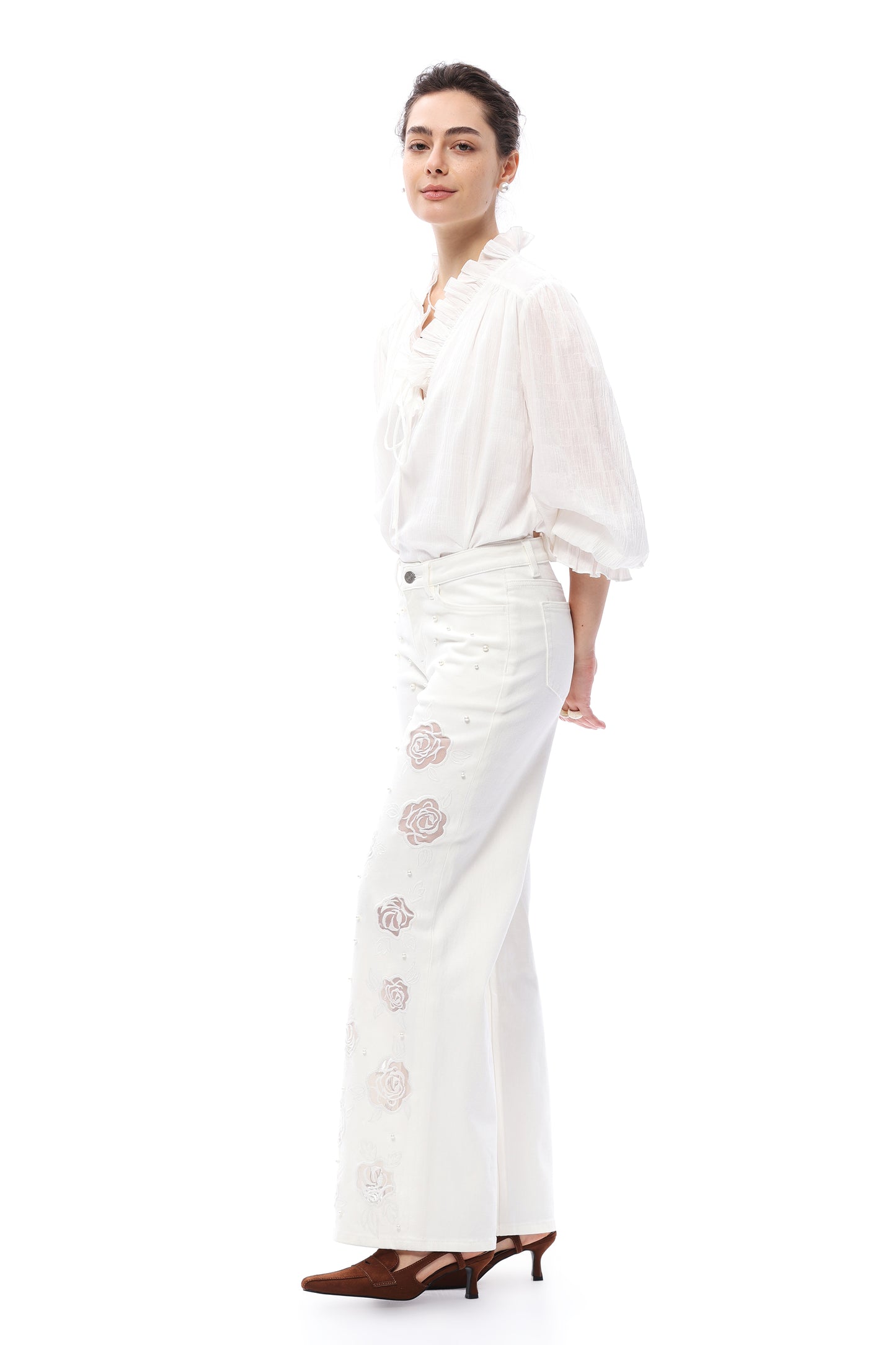 MID RISE WIDE LEG BYW8304 WHITE