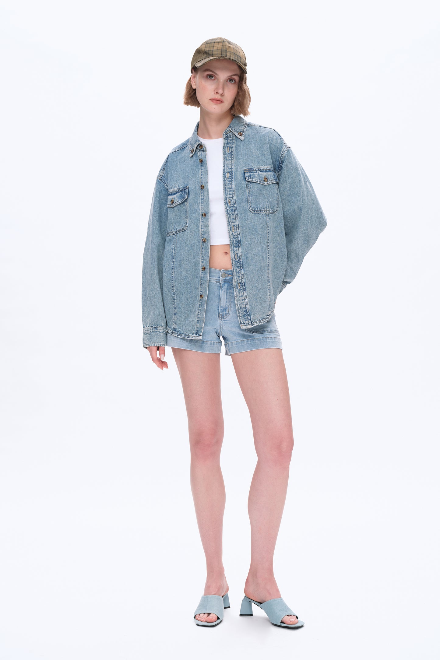 MID RISE DENIM SHORTS BYH6112 (BYMJ181) LIGHT BLUE