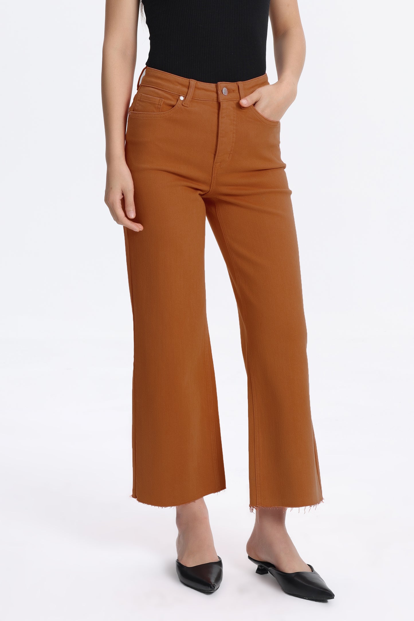 HIGH RISE WIDE LEG BYW8015 BURNT ORANGE