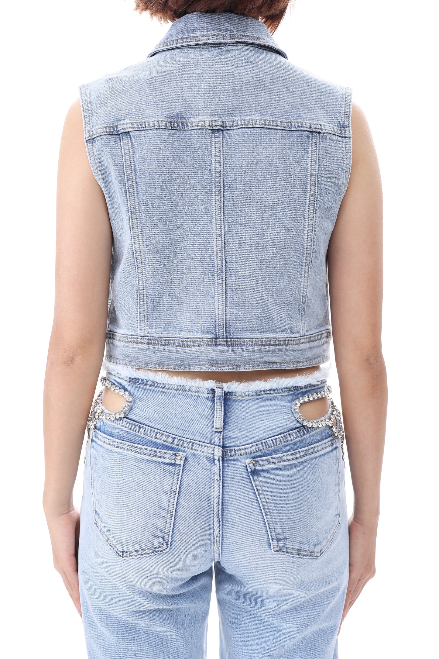 CROPPED DENIM VEST BYV4008