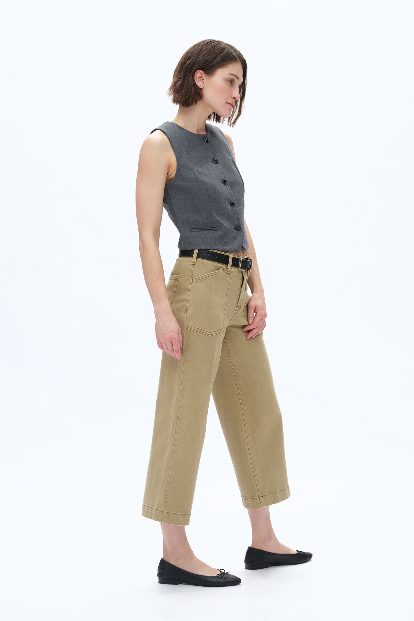 MID RISE WIDE LEG PANTS BYW8226 (BYHE343) OLIVE