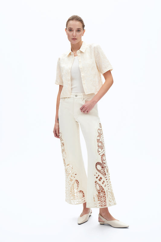 HIGH RISE LACE WIDE LEG