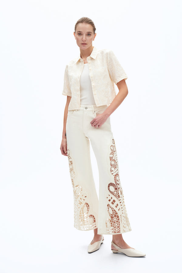 HIGH RISE LACE WIDE LEG