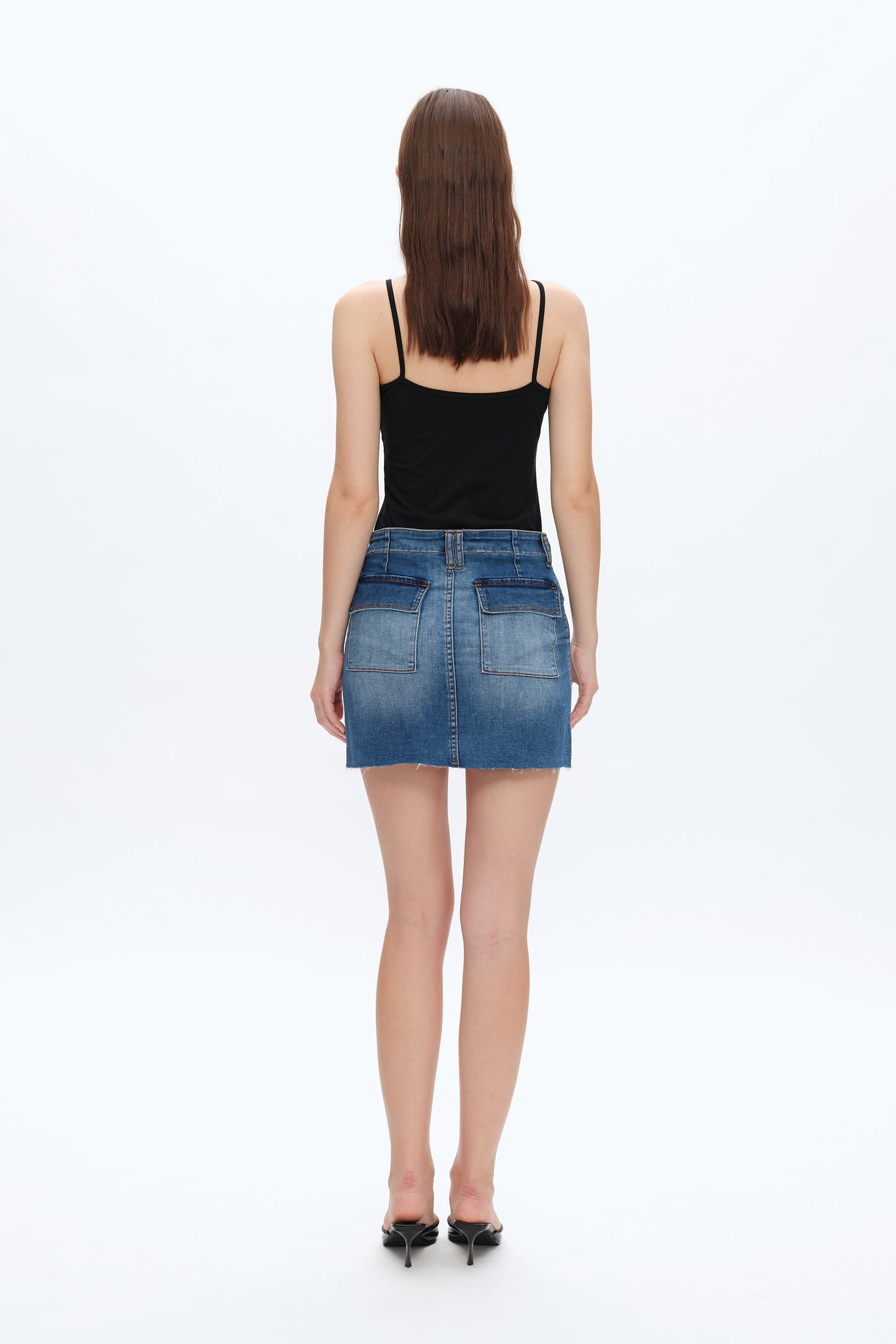 SHORT DENIM SKIRT WITH POCKETS BYK7021 SOFTY