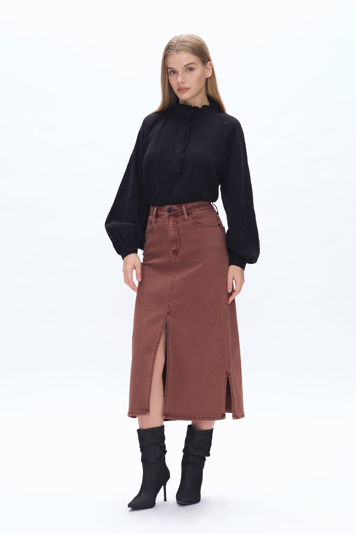 LILA STRETCH FISHTAIL SKIRT BYK7035 (BYLY058) CAPPUCCINO