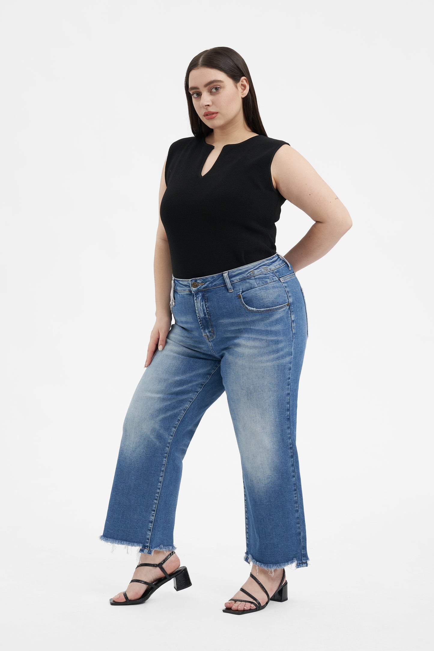 MARY HIGH RISE STRAIGHT CROPPED JEANS BYT5186-P (BYHE163-P) VIRGO PLUS SIZE