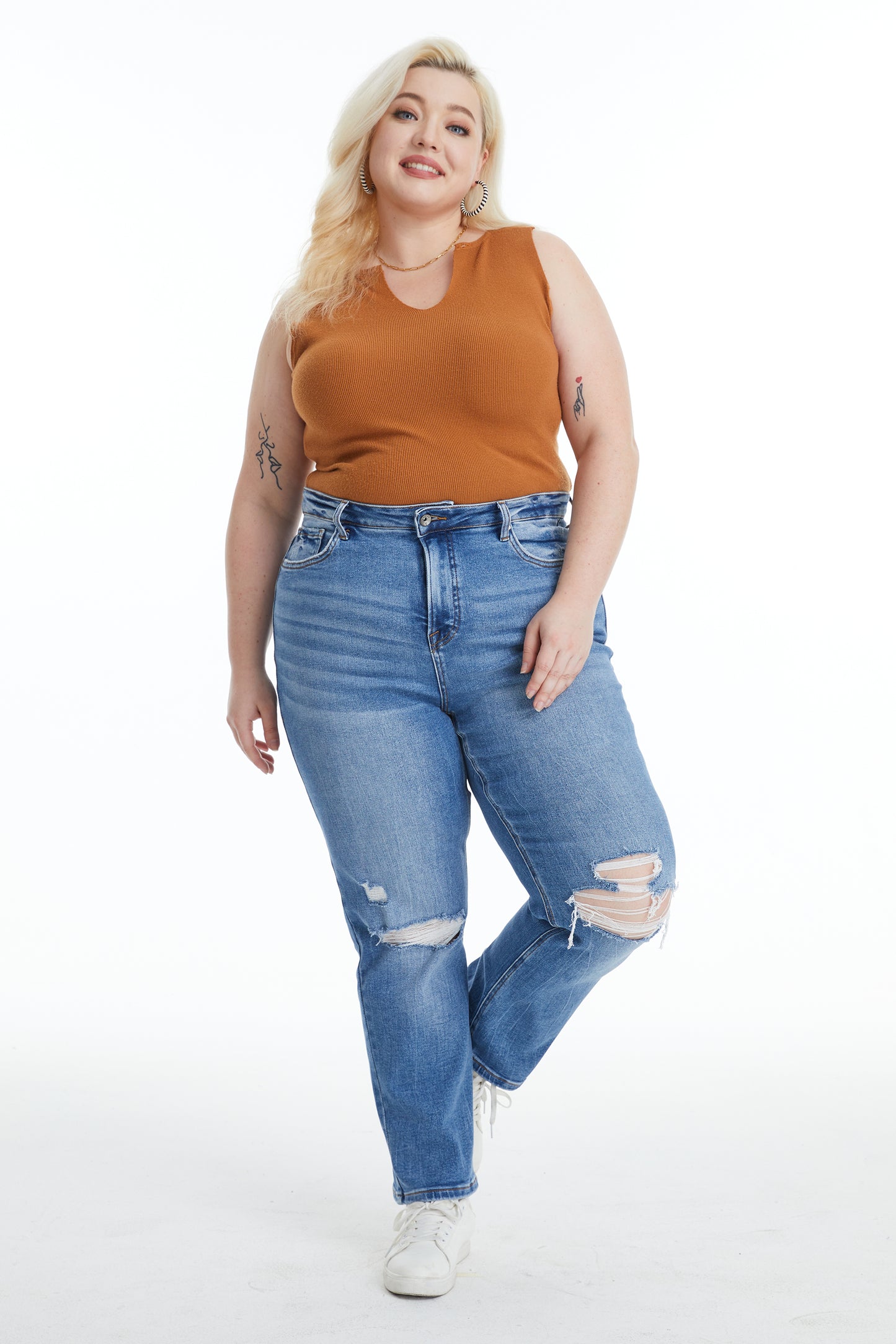 SARAH HIGH RISE RELAXED STRAIGHT JEANS BYT5158-P CRYSTAL PLUS SIZE