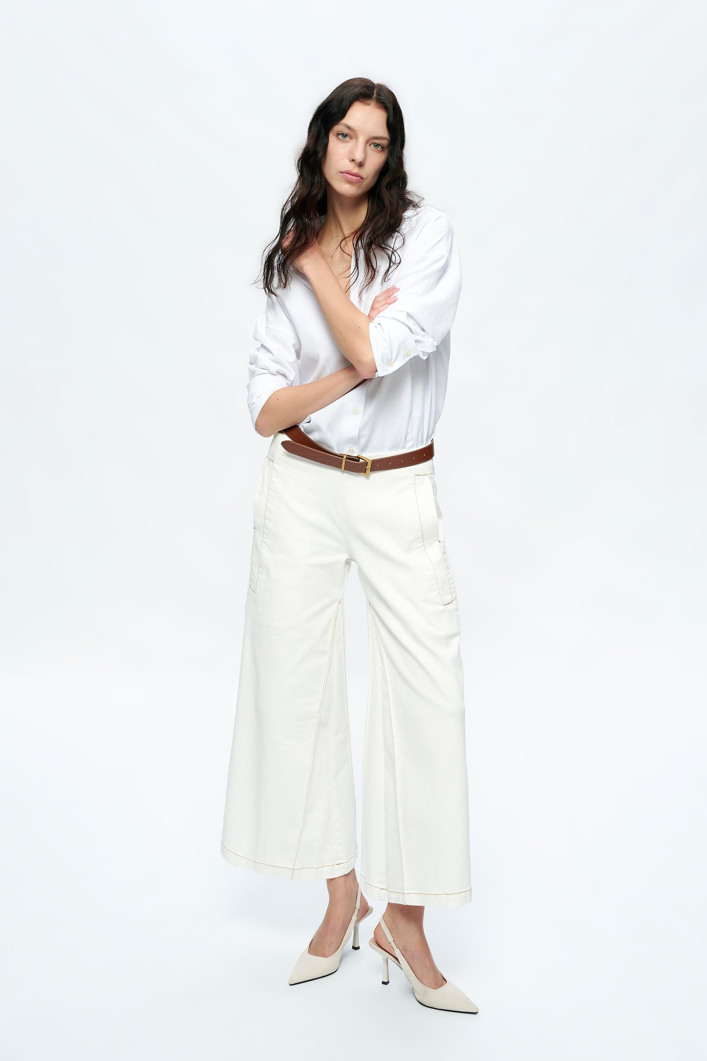 TIMOTHY LOW RISE RELAX WIDE LEG TROUSERS BYMD001 (BYMJ120) CREAM