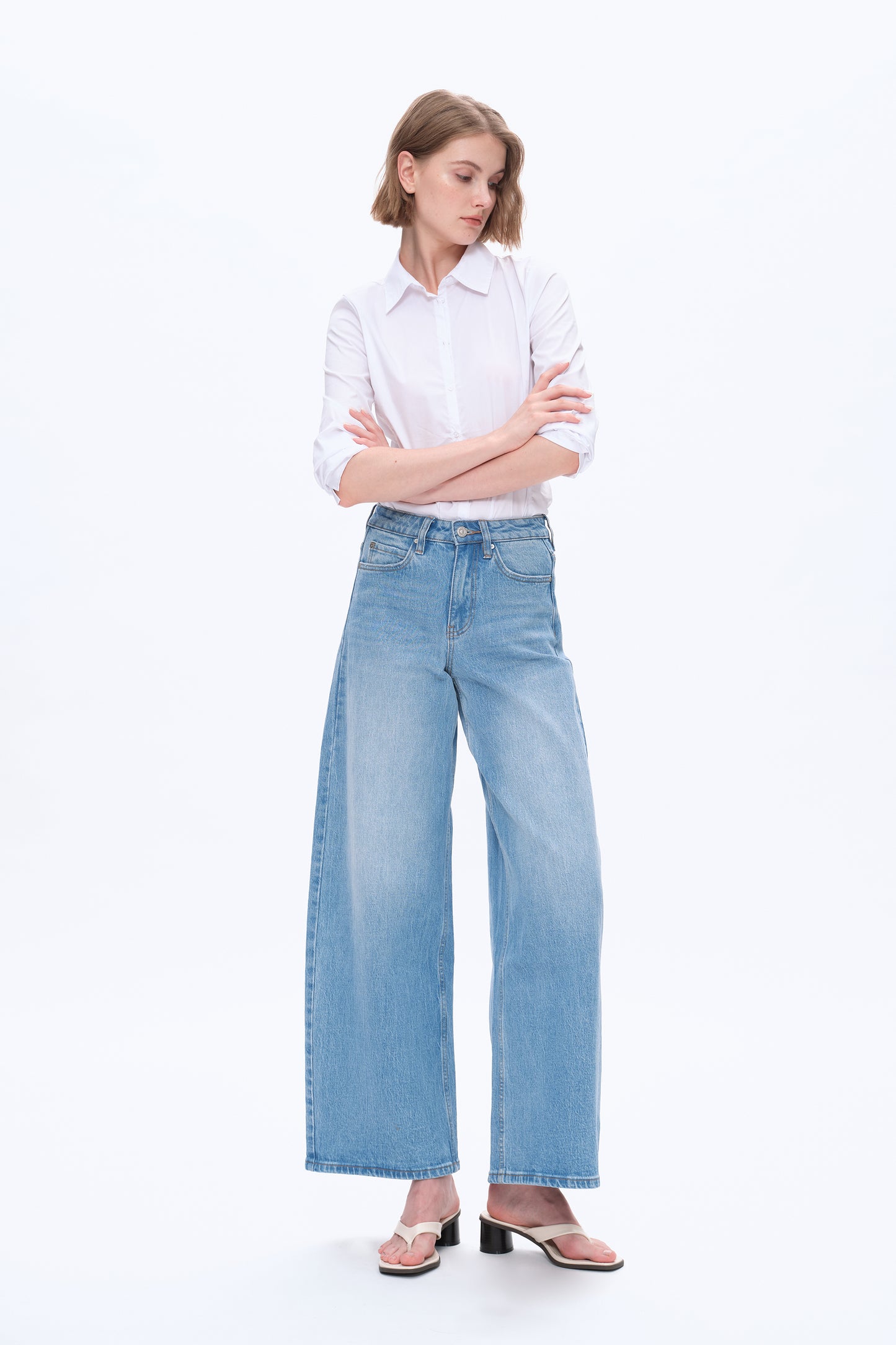 DAISY HIGH RISE WIDE LEG DENIM JEANS BYW8155 (BYGG008) LIGHT BLUE