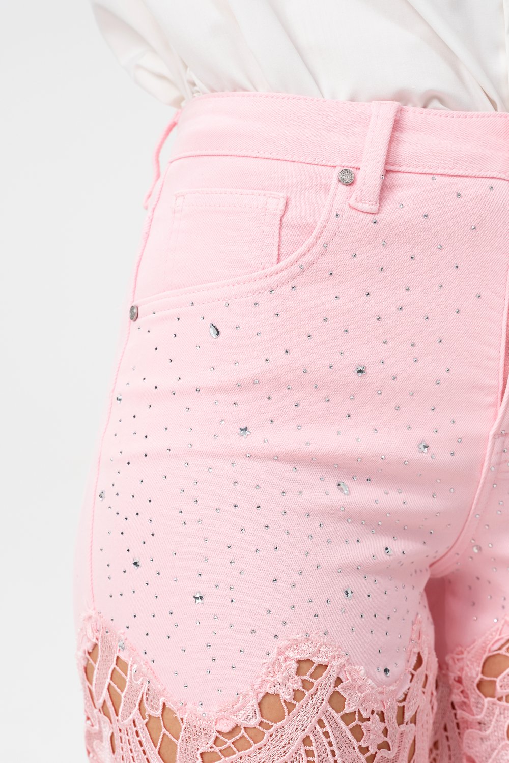 HIGH RISE LACE PANTS WITH RHINESTONE