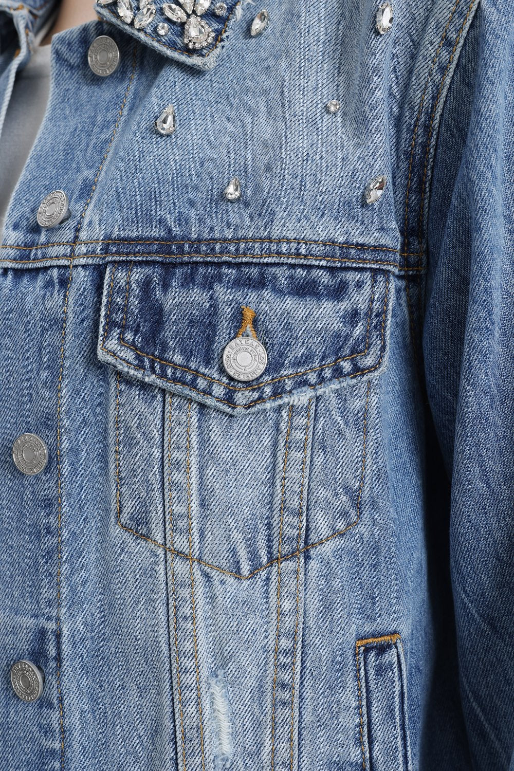 PARIS DISSTRESSED JACKET  BYJ9090 GLIMMERING BLUE
