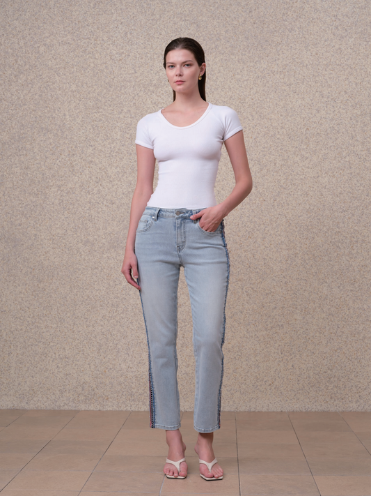 HONG KONG M-HIGH RISE CROPPED STRAIGHT JEANS  BYT5363