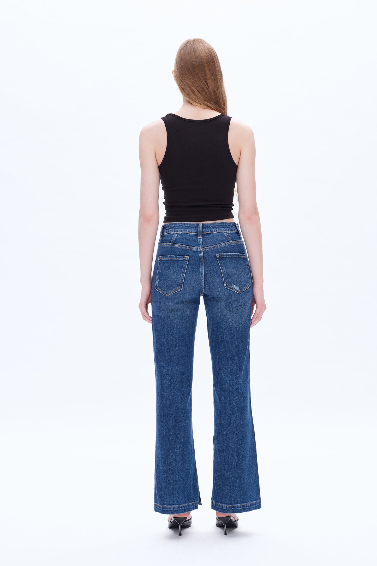 HIGH RISE STRAIGHT JEANS WITH SLIT BYT5149 MIRAGE