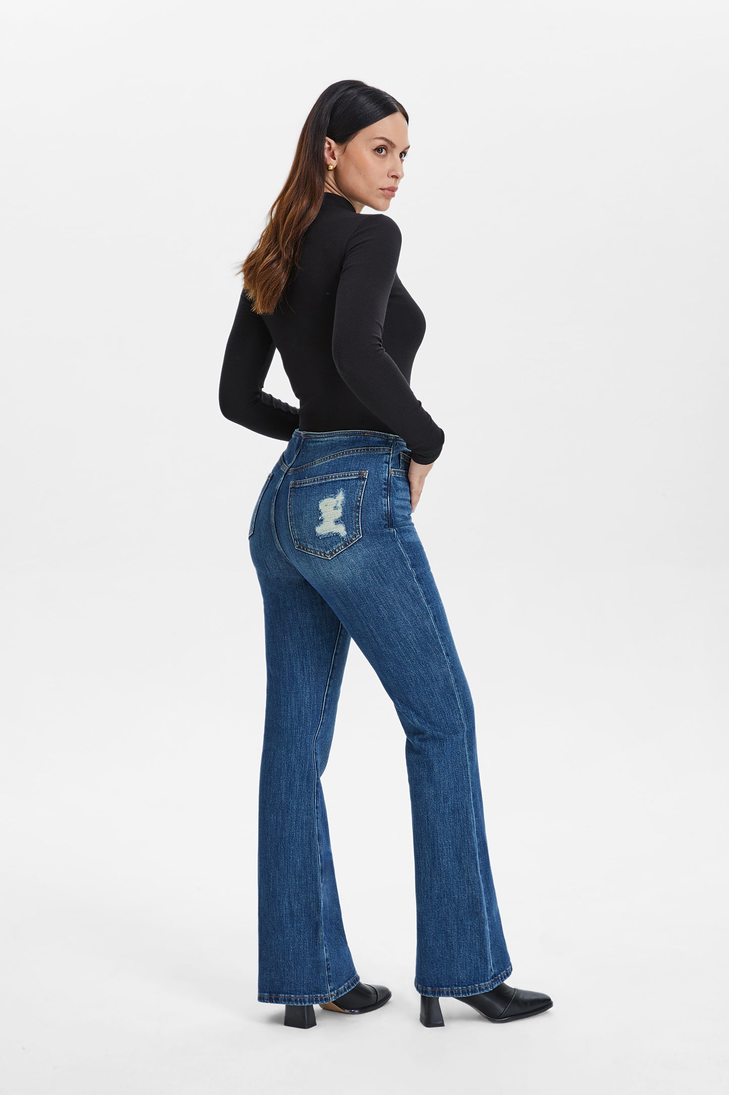 HIGH RISE BOOTCUT FLARE JEANS BYF1111 NAVY