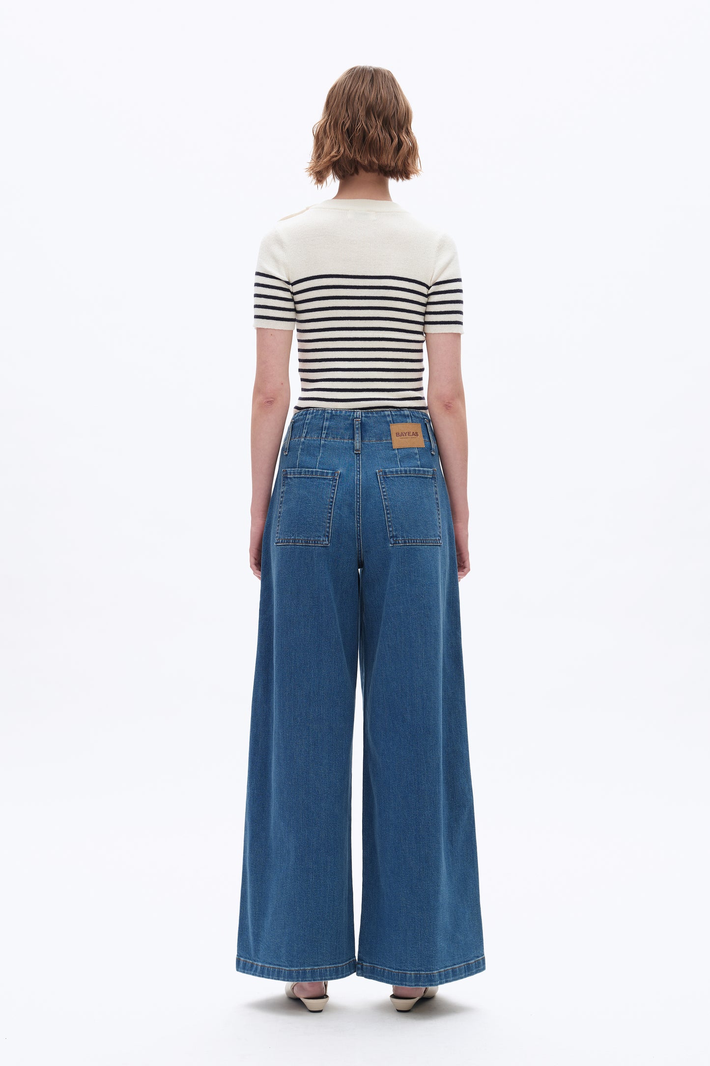 HIGH RISE WIDE LEG DENIM JEANS BYW8181 (BYMJ208) RETRO MEDIUM BLUE