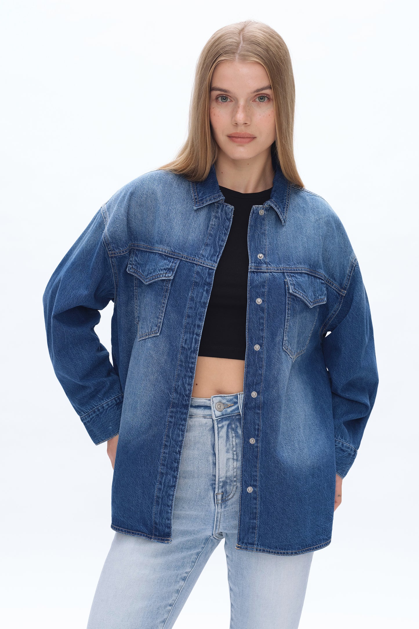 OVERSIZED DENIM SHIRT JACKET BYJ9018 SOFTY