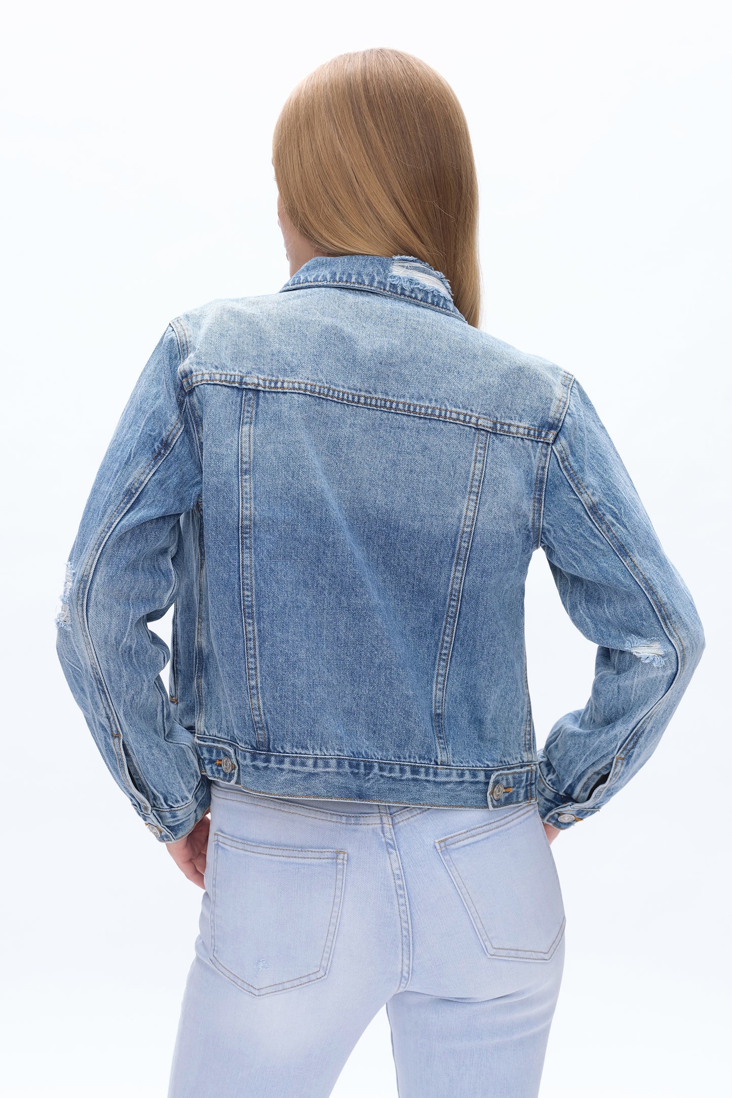 DISTRESSED DENIM JACKET BYJ9026 MERCY BLUE