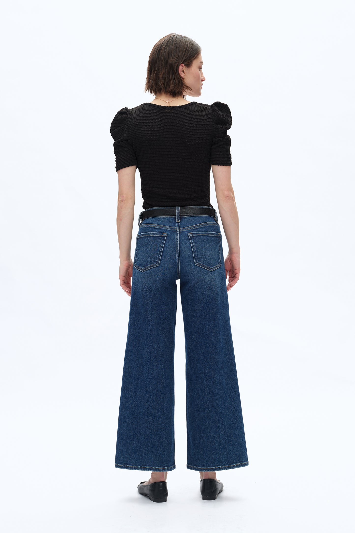 LISA MID RISE WIDE LEG DENIM JEANS BYW8140 (BYHE009) DARK BLUE