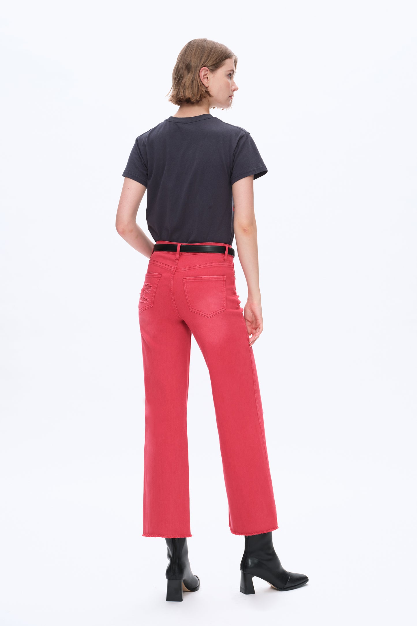 ALLY HIGH RISE DISTRESSED WIDE LEG PANTS BYW8159 (BYMJ022) RED