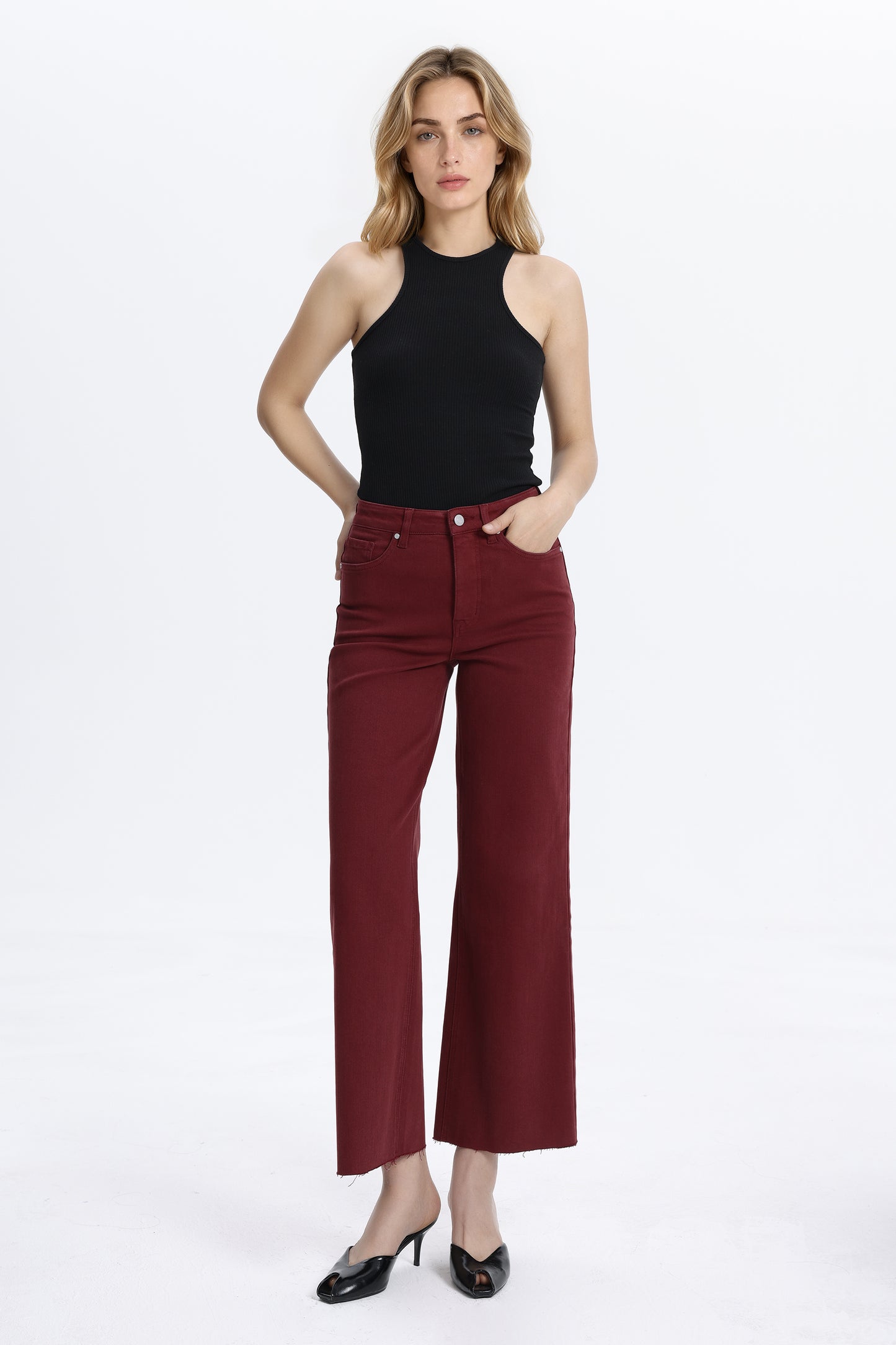 HIGH RISE WIDE LEG BYW8015 CRIMSON