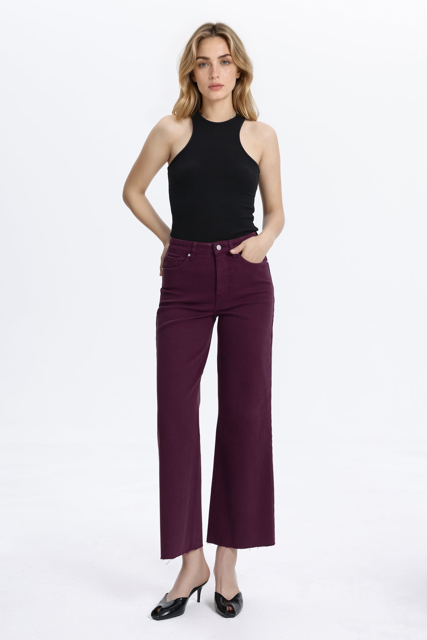 HIGH RISE WIDE LEG BYW8015 MAROON