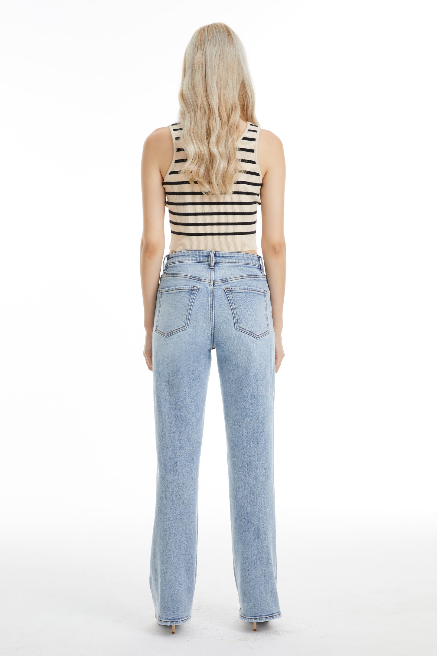 DALILA HIGH RISE RELAXED STRAIGHT JEANS BYT5196 (BYHE086) ICE BLUE