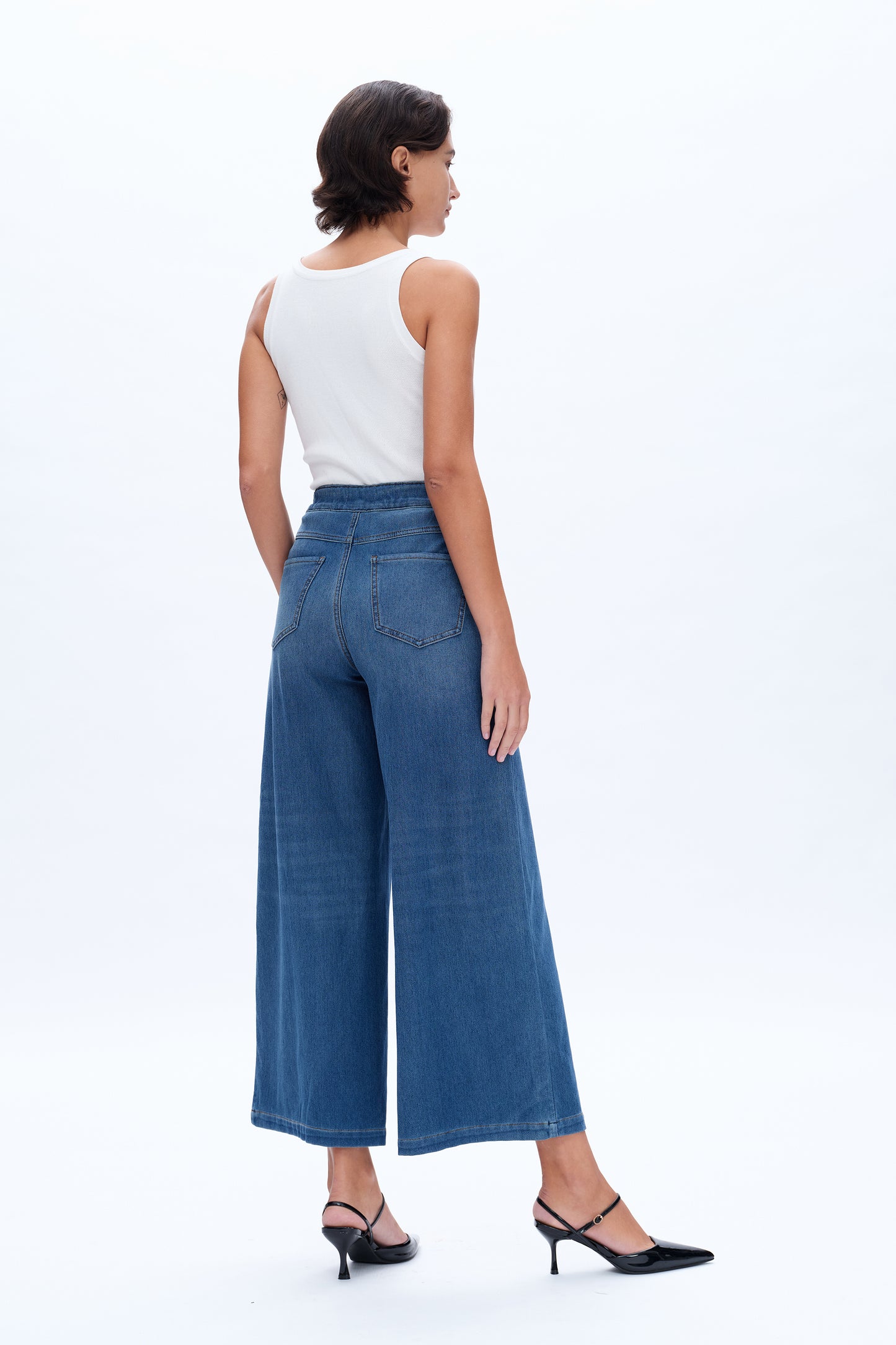 HIGH RISE WIDE LEG FLARE JEANS BYW8114 BLUEBELL