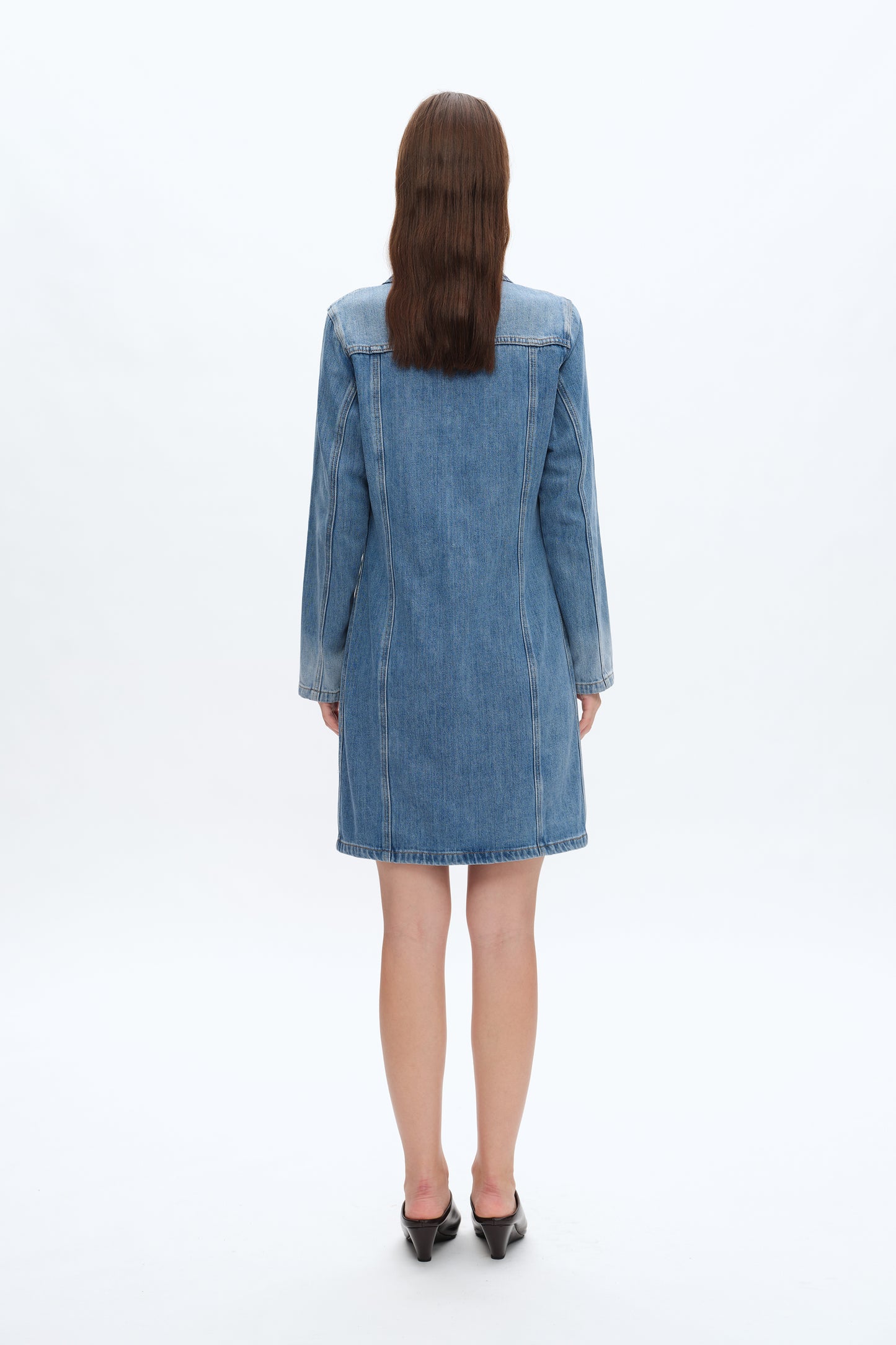 DENIM MINI DRESS WITH LONG SLEEVES BYJ9017 MIDNIGHT THUNDER