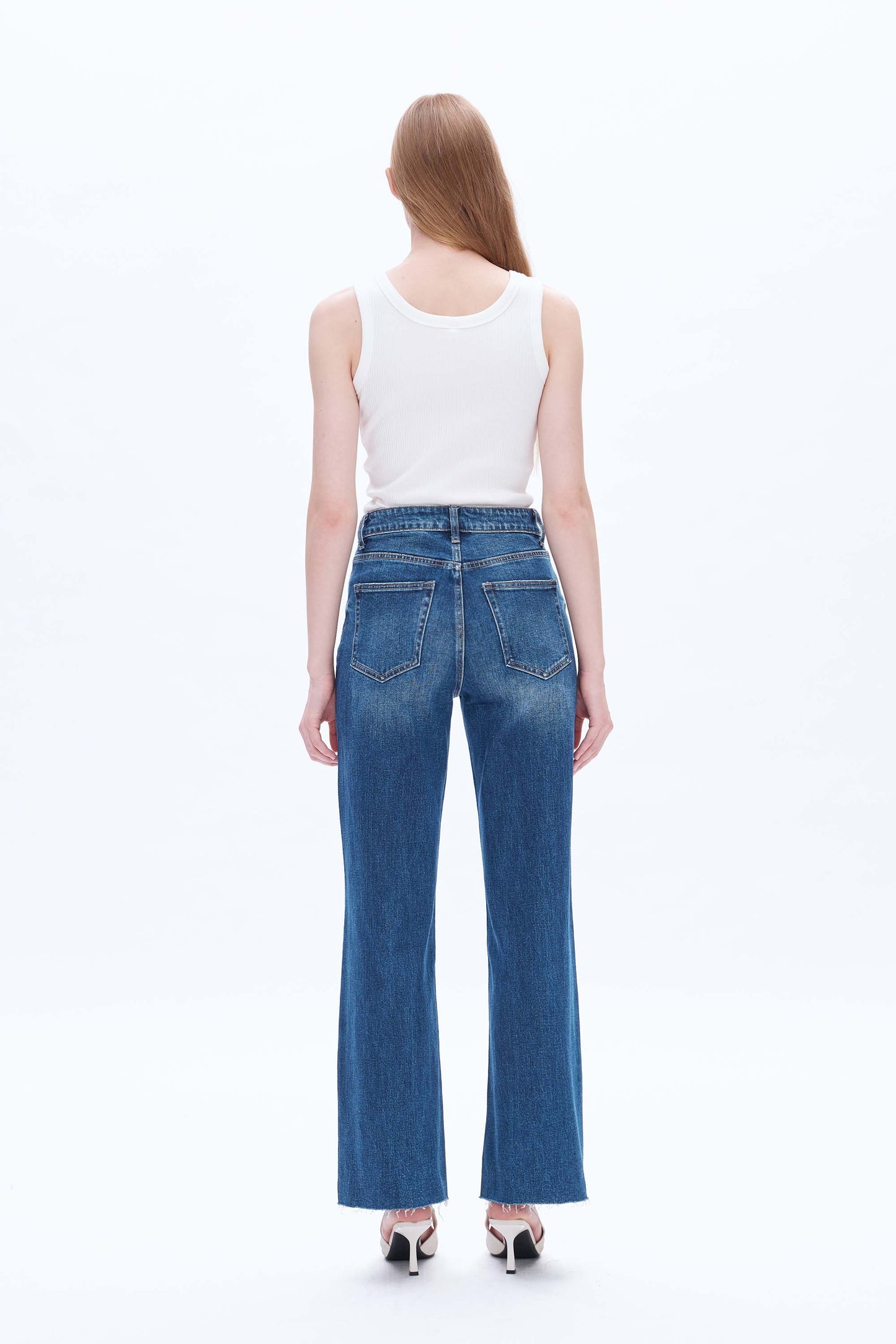 HIGH RISE WIDE LEG JEANS BYW8066 MEDIUM BLUE