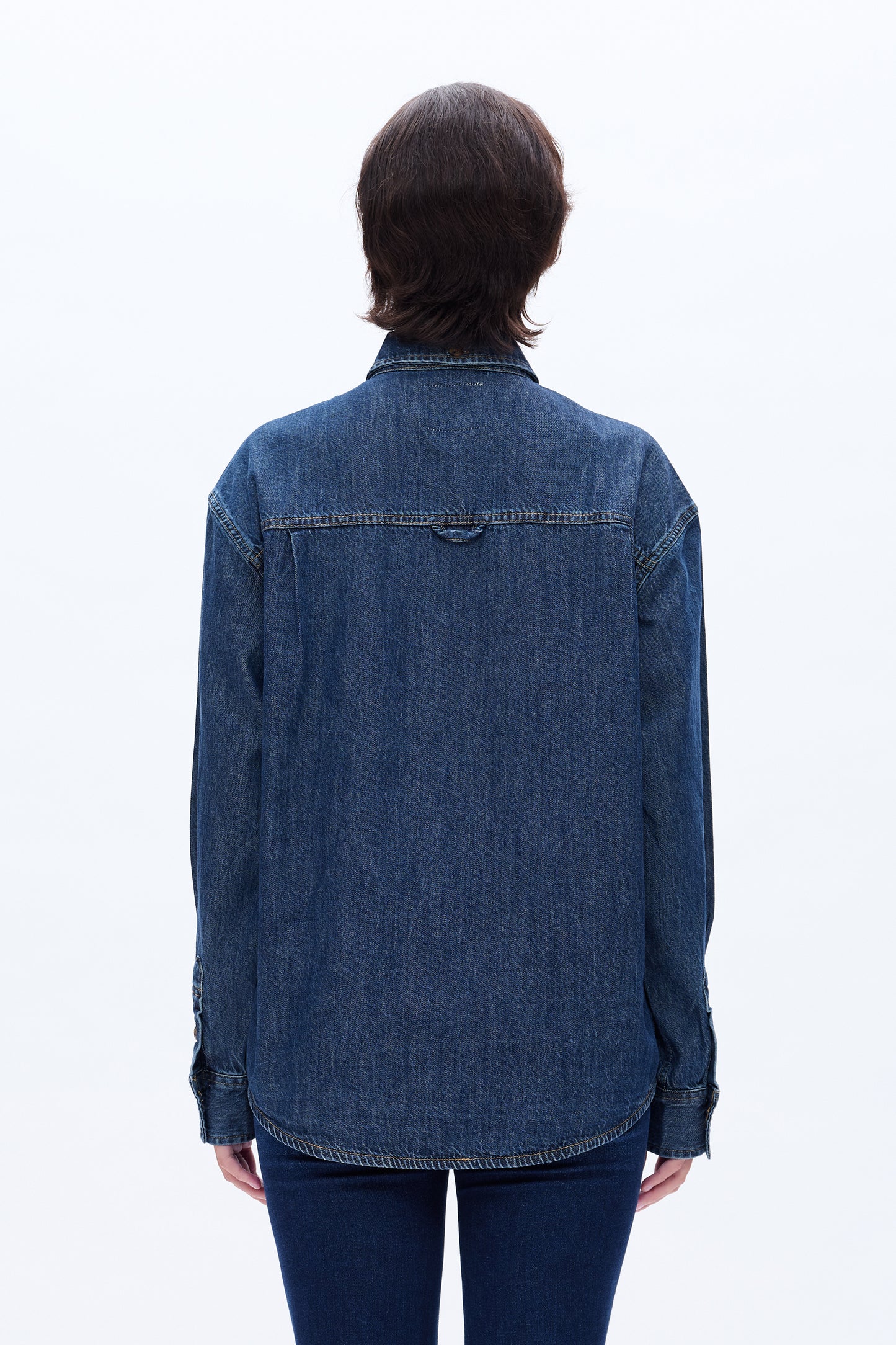 OVERSIZED DENIM SHIRT BYJ9047 DARK BLUE