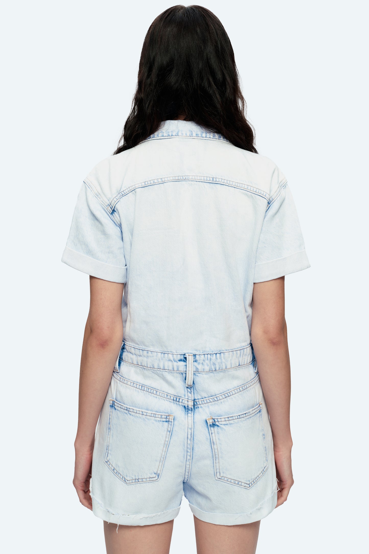 GRACE RIPPED DENIM ROMPERS BYRL011 (BYHE108) LIGHT SKY