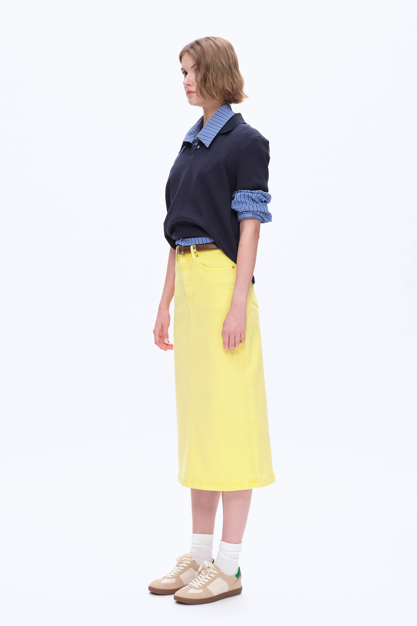 MID WAIST MIDI SKIRT BYK7052 (BYMJ167) LEMON