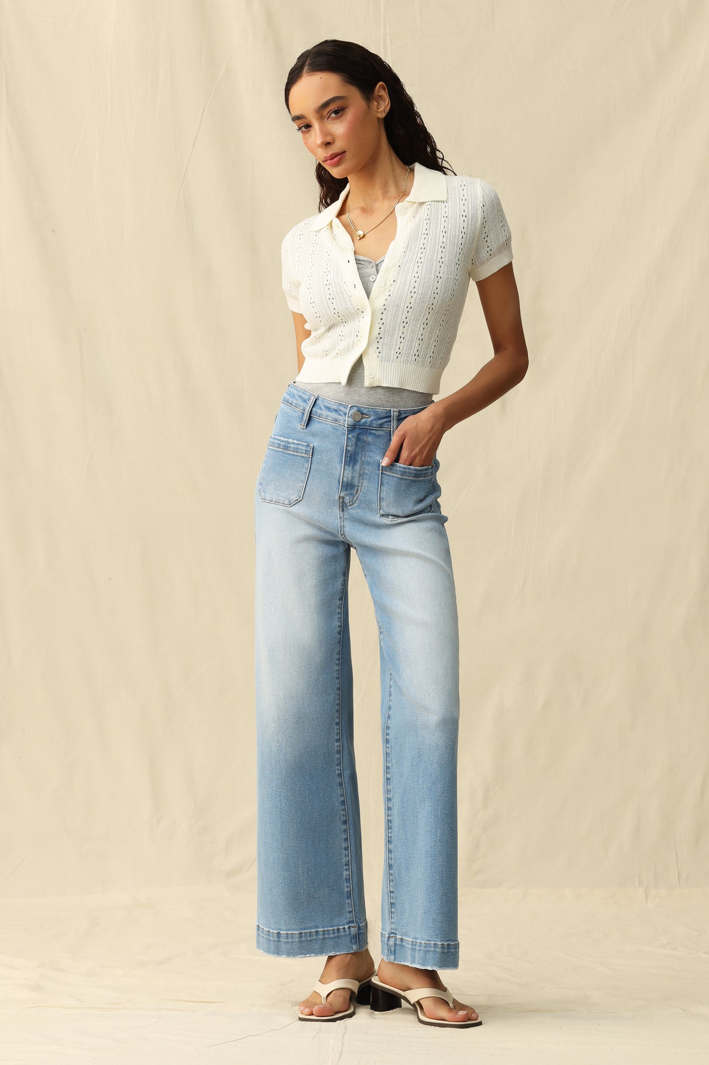 HIGH RISE WIDE LEG JEANS