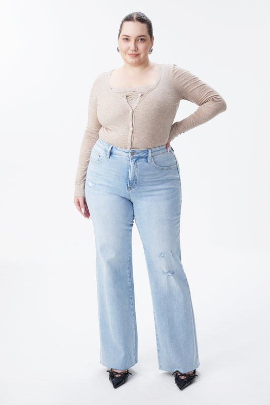 PLUS HIGH RISE WIDE LEG JEANS