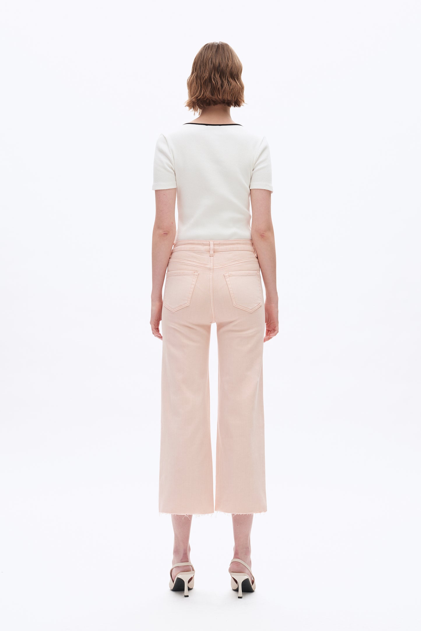 HIGH RISE WIDE LEG WITH RAW HEM PANTS BYW8015 PALE DOGWOOD