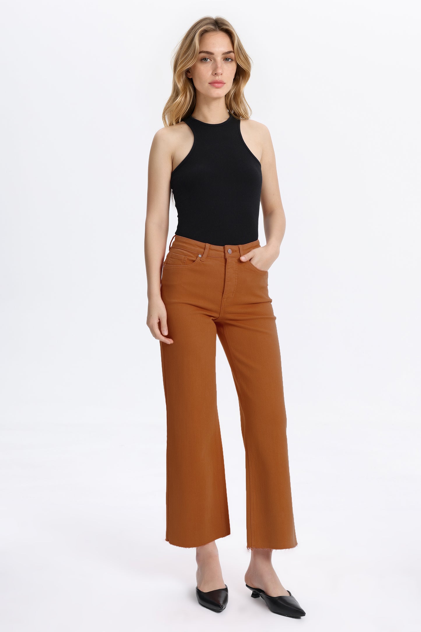 HIGH RISE WIDE LEG BYW8015 BURNT ORANGE