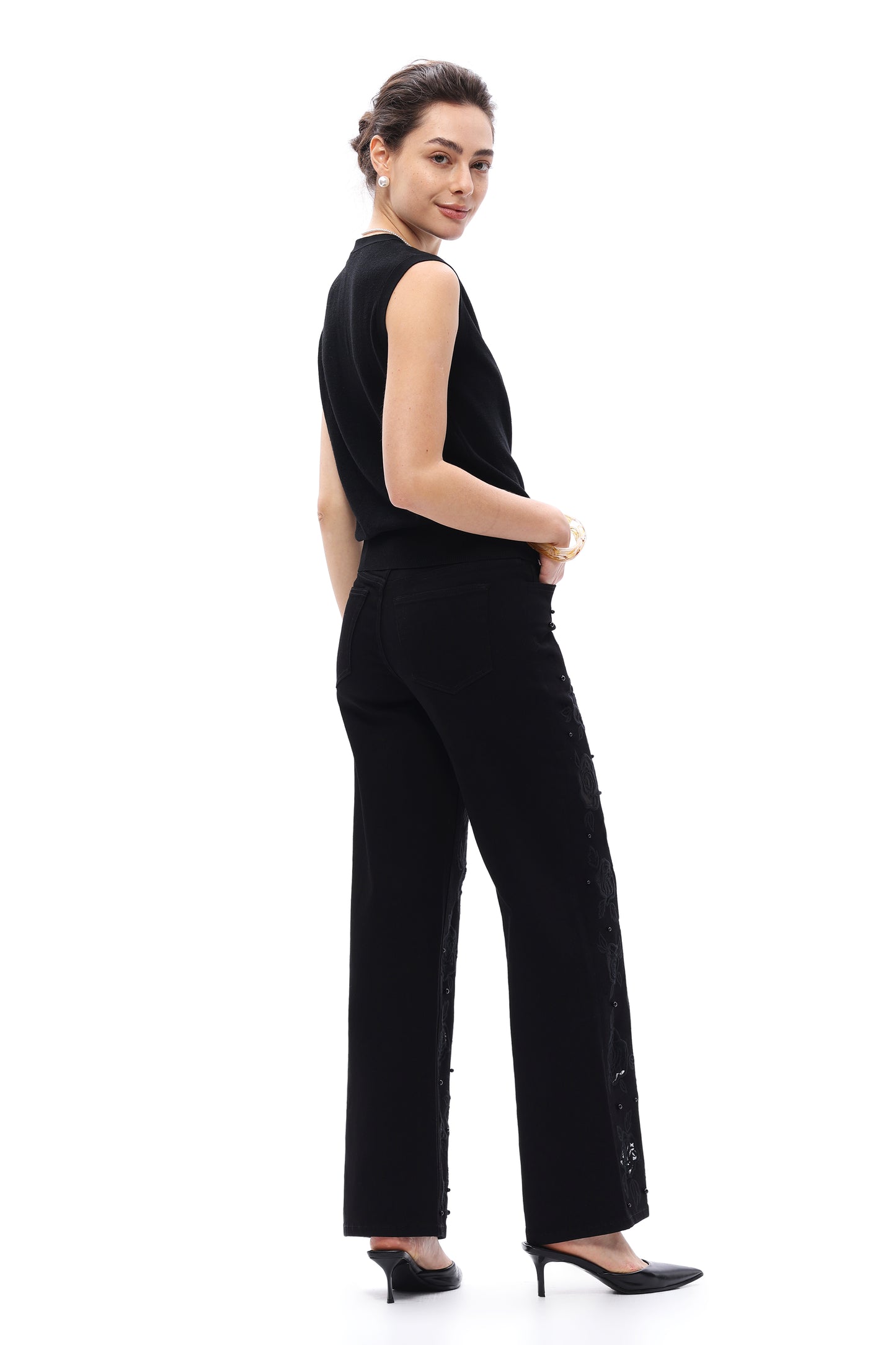 MID RISE WIDE LEG BYW8304 BLACK