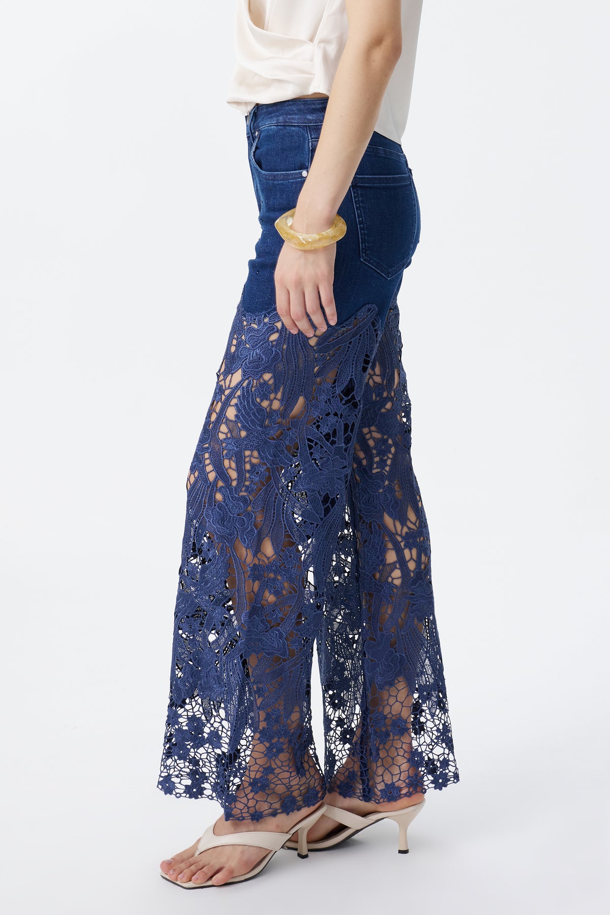 HIGH RISE LACE PANTS WITH RHINESTONE