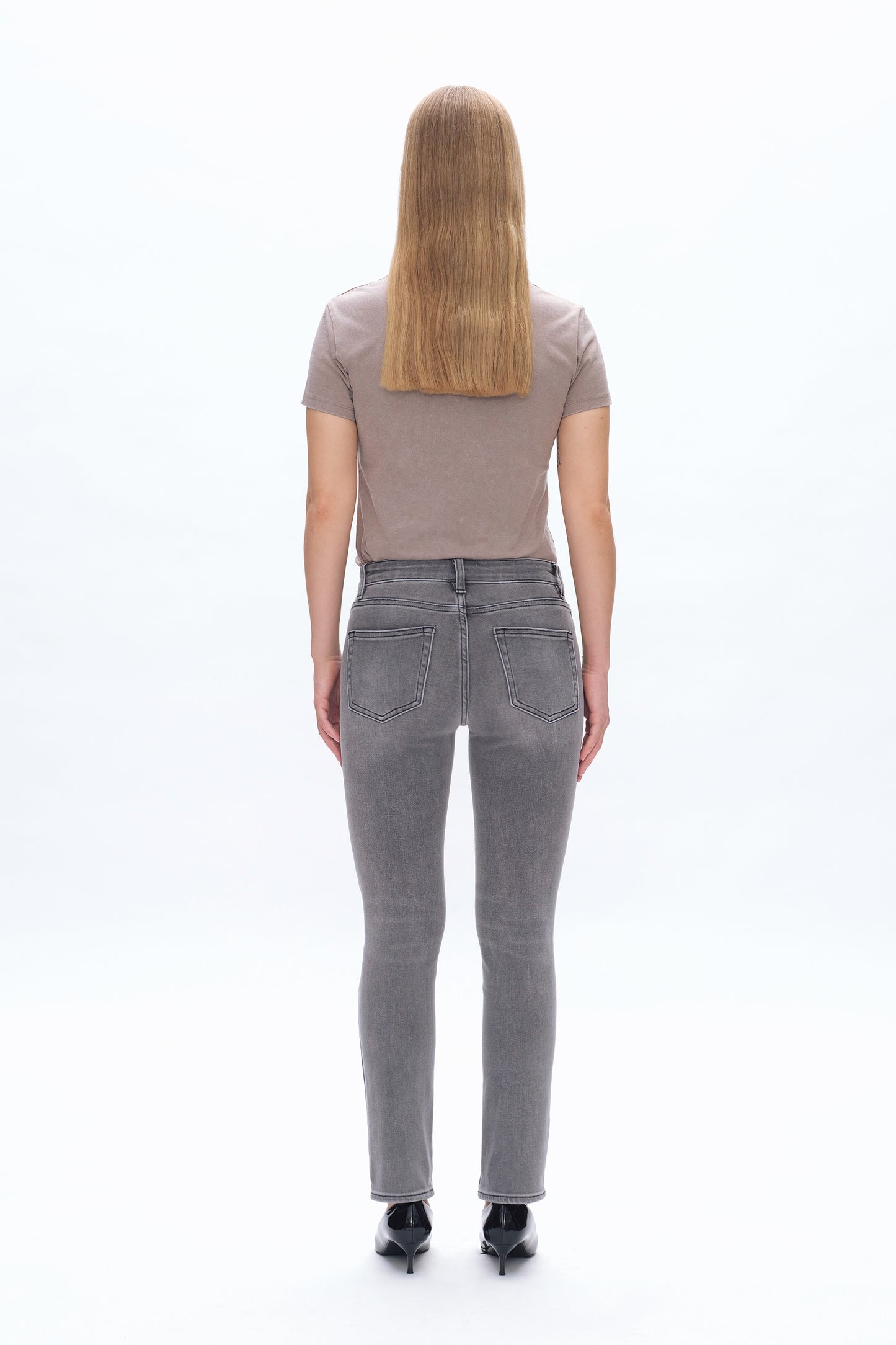 EMILY MID RISE SLIM STRAIGHT DENIM JEANS BYT5233 (BYHE080) STONE GRAY