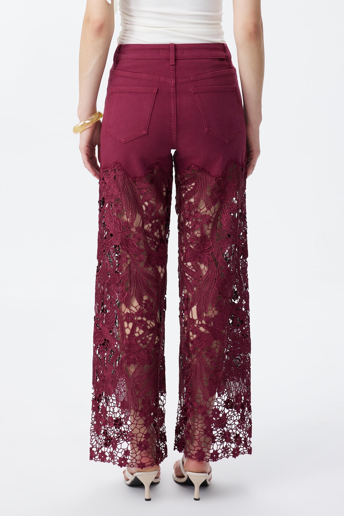 HIGH RISE LACE PANTS WITH RHINESTONE
