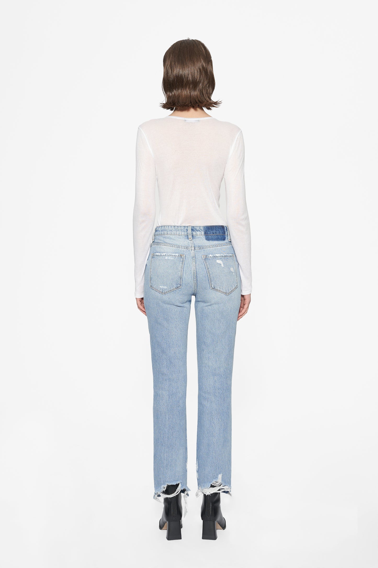 CHRISTINE HIGH RISE DISTRESSED MOM JEANS BYM3063 (4376S) OCEAN