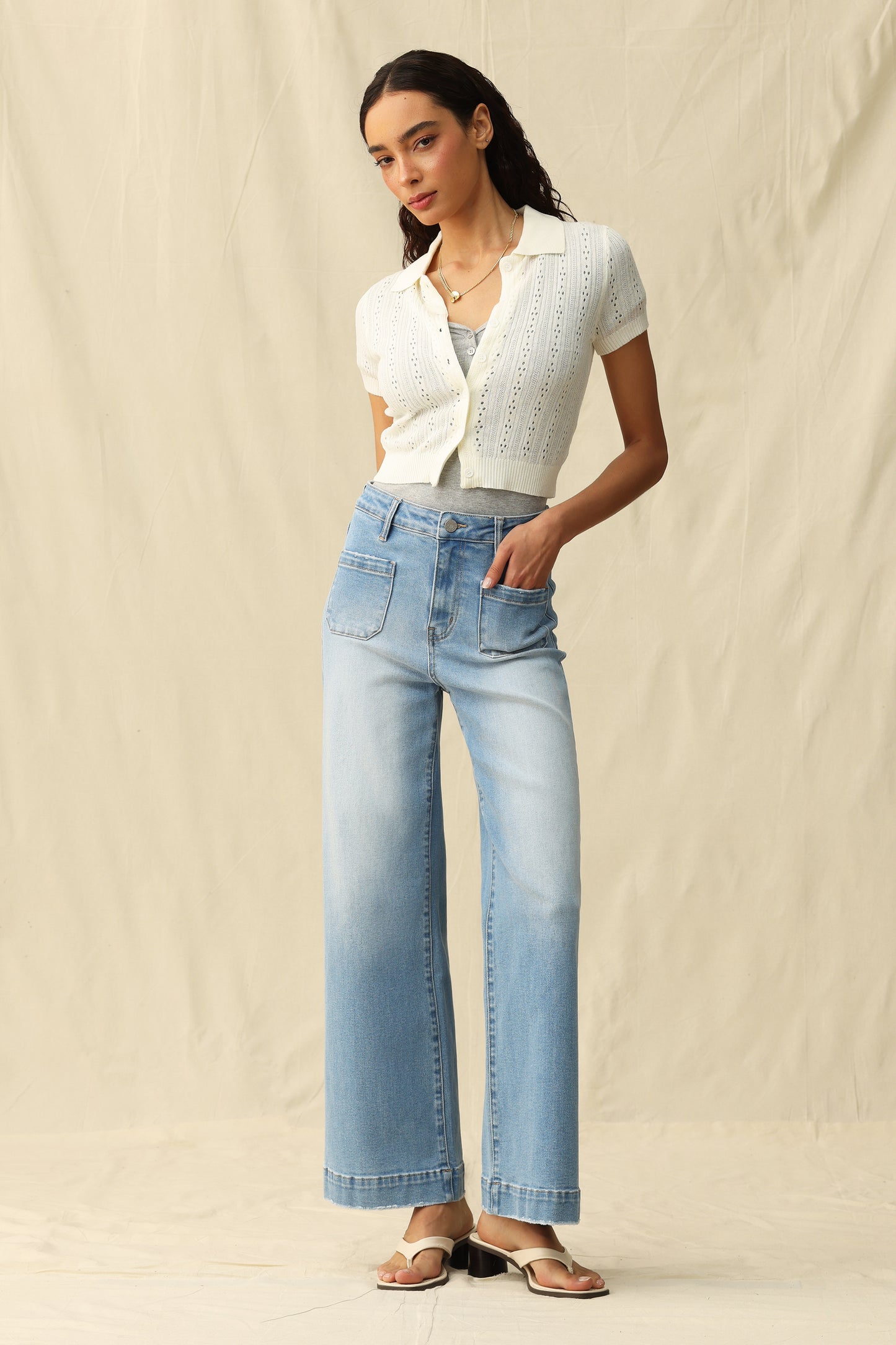 HIGH RISE WIDE LEG JEANS