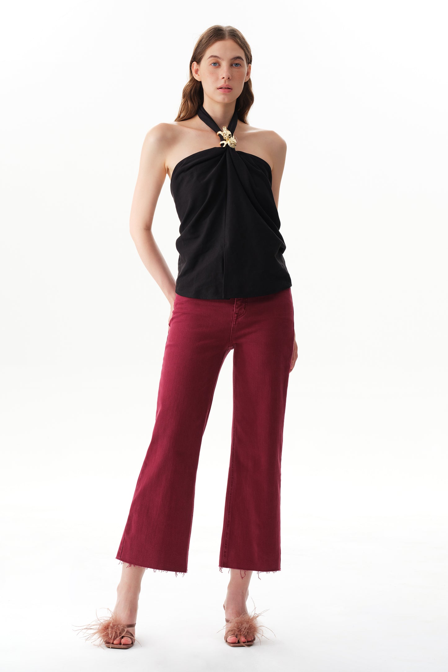 HIGH RISE WIDE LEG (WINE)BYW8015