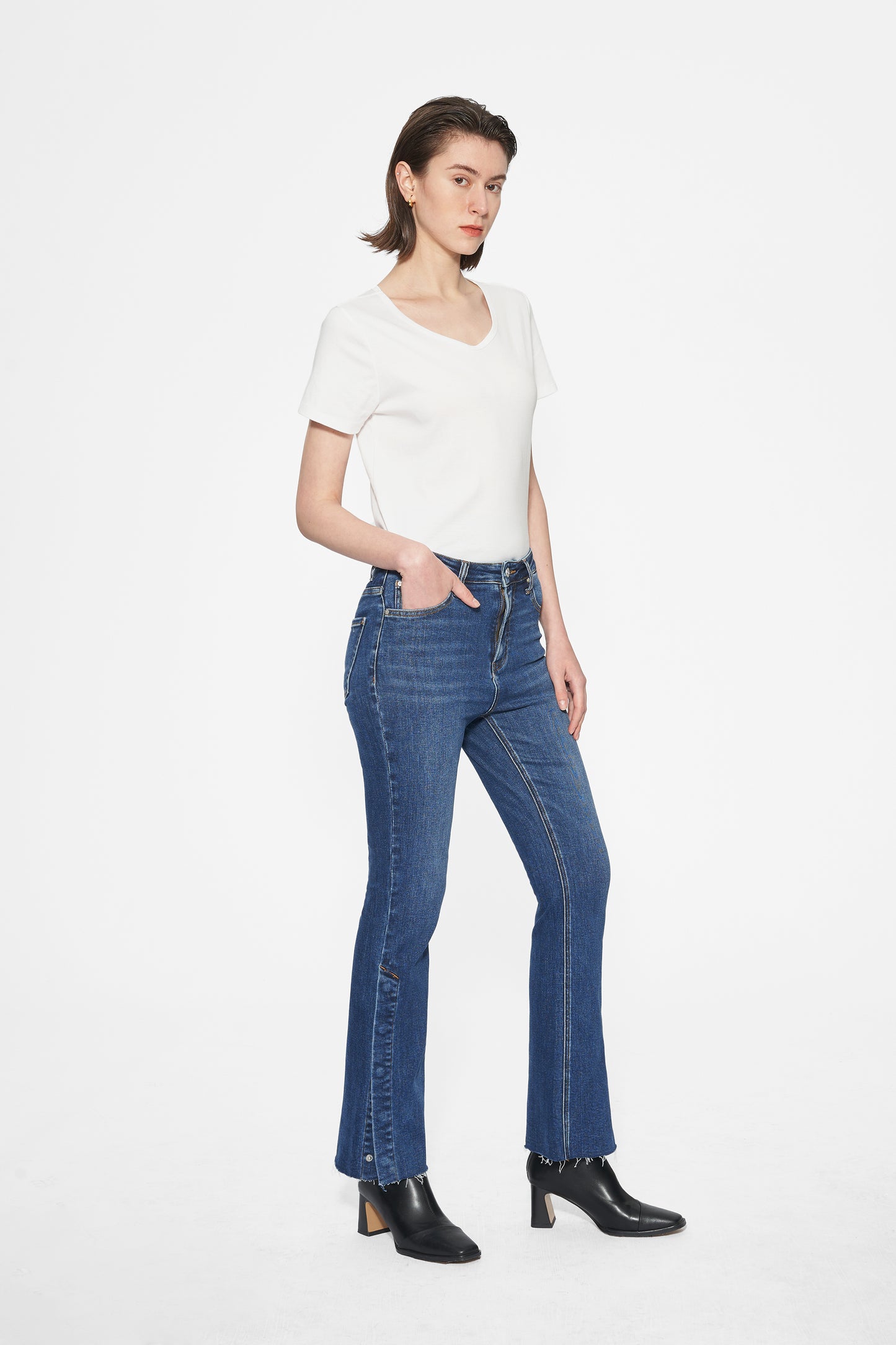 LUNNA HIGH RISE BOOTCUT DENIM JEANS BYF1151 (BYMJ111) DEEP SEA