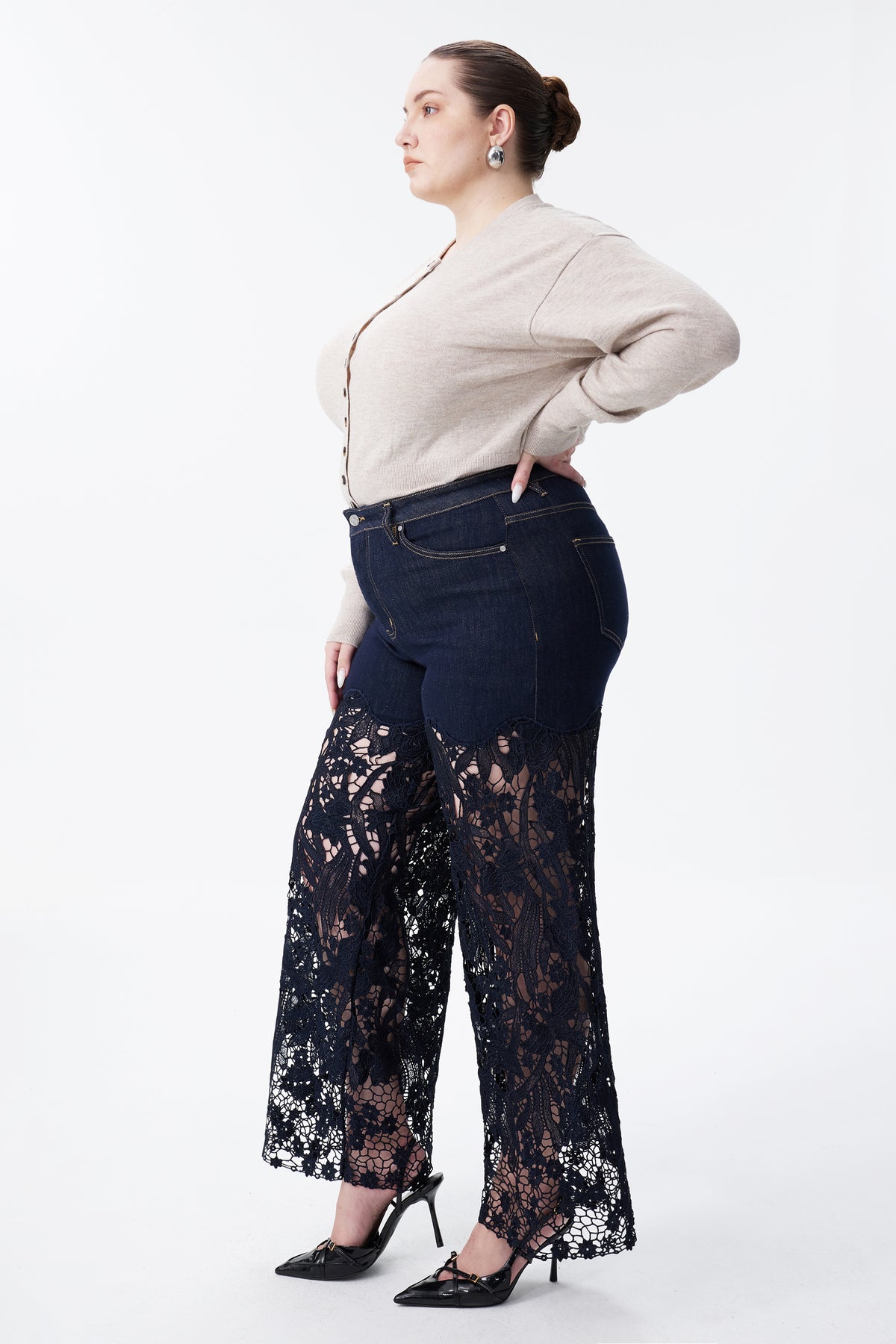 Plus Wide Leg Lece Jeans BYW8090B Inseam 30"(RINSE)