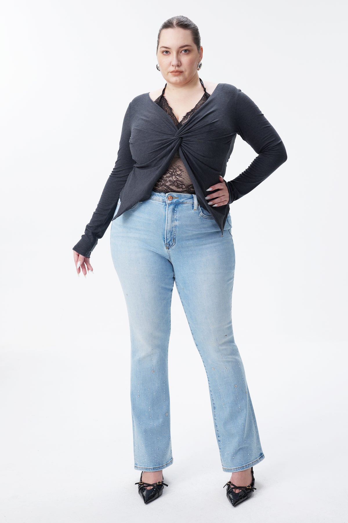 PLUS HIGH RISE BOOTCUT DENIM JEANS