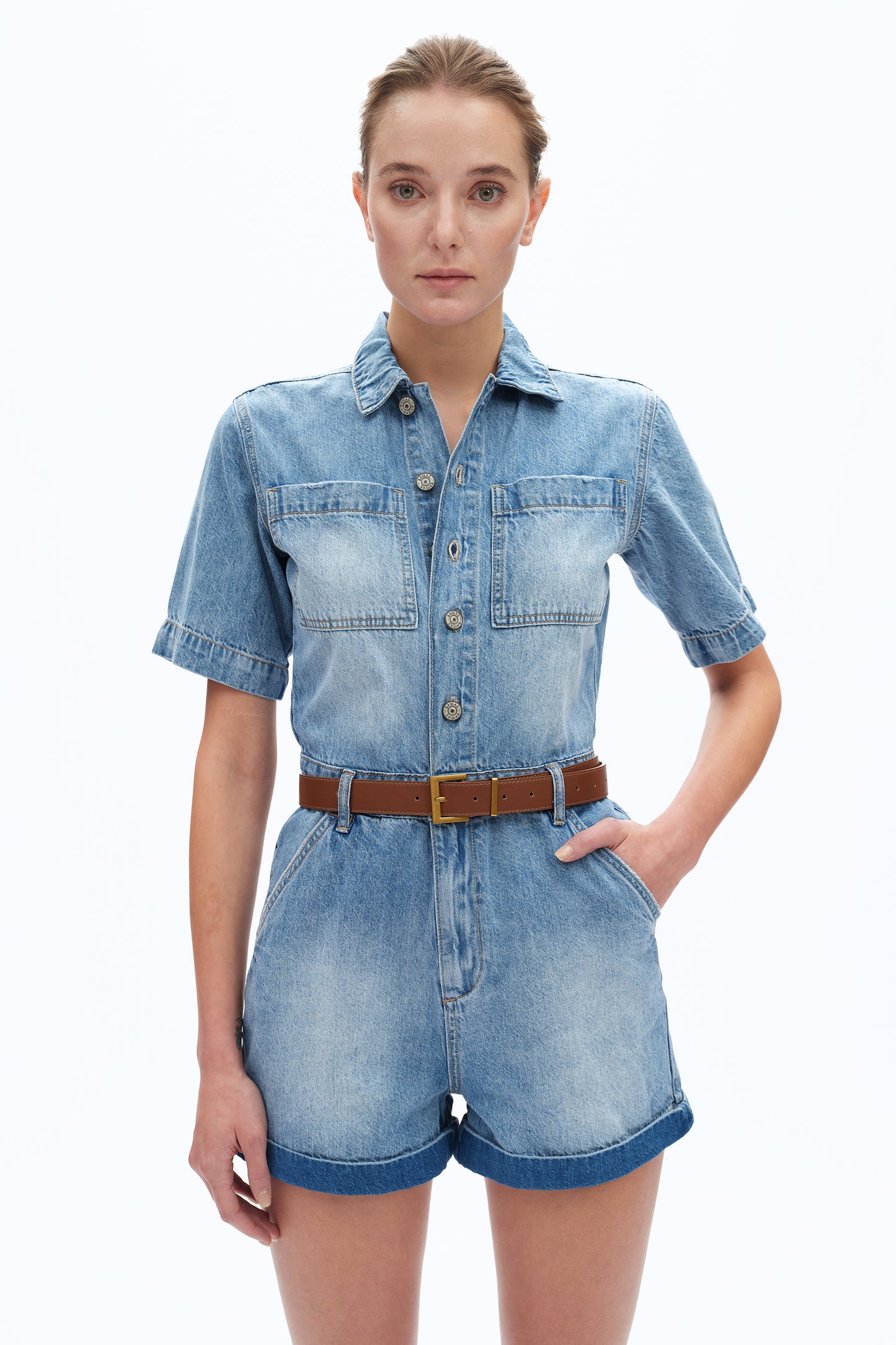 CHLOE DENIM ROMPERS BYRL013 (BYLY029) DOVE