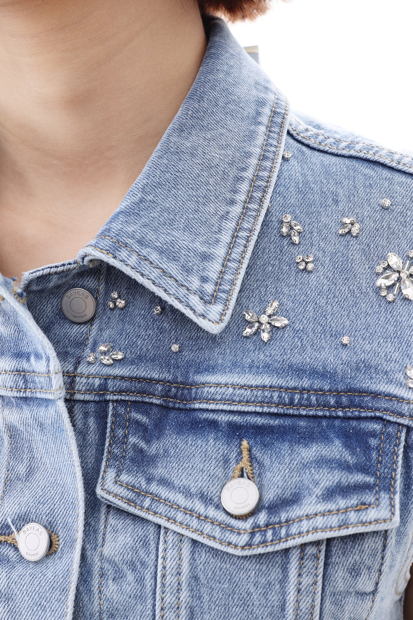 CROPPED DENIM VEST BYV4008