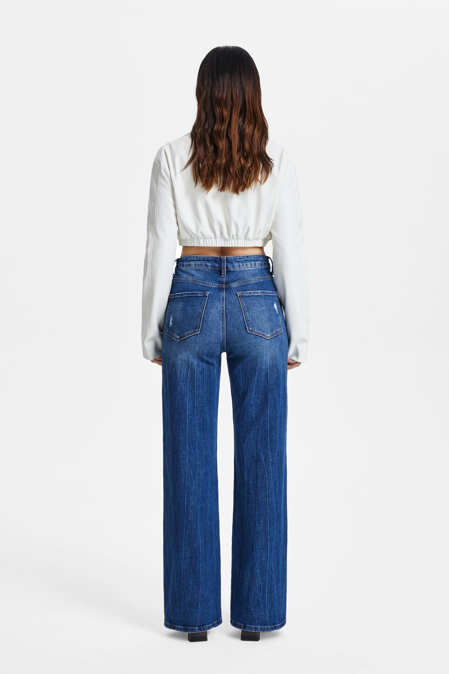 HIGH RISE WIDE LEG JEANS BYW8121 DARK BLUE